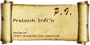 Preisich Irén névjegykártya
